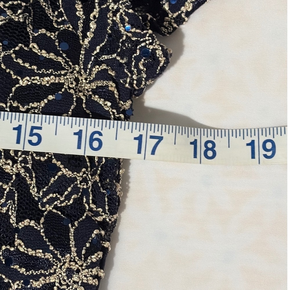 Connected Apparel Navy Dress with Gold Detailing - Picture 5 of 6